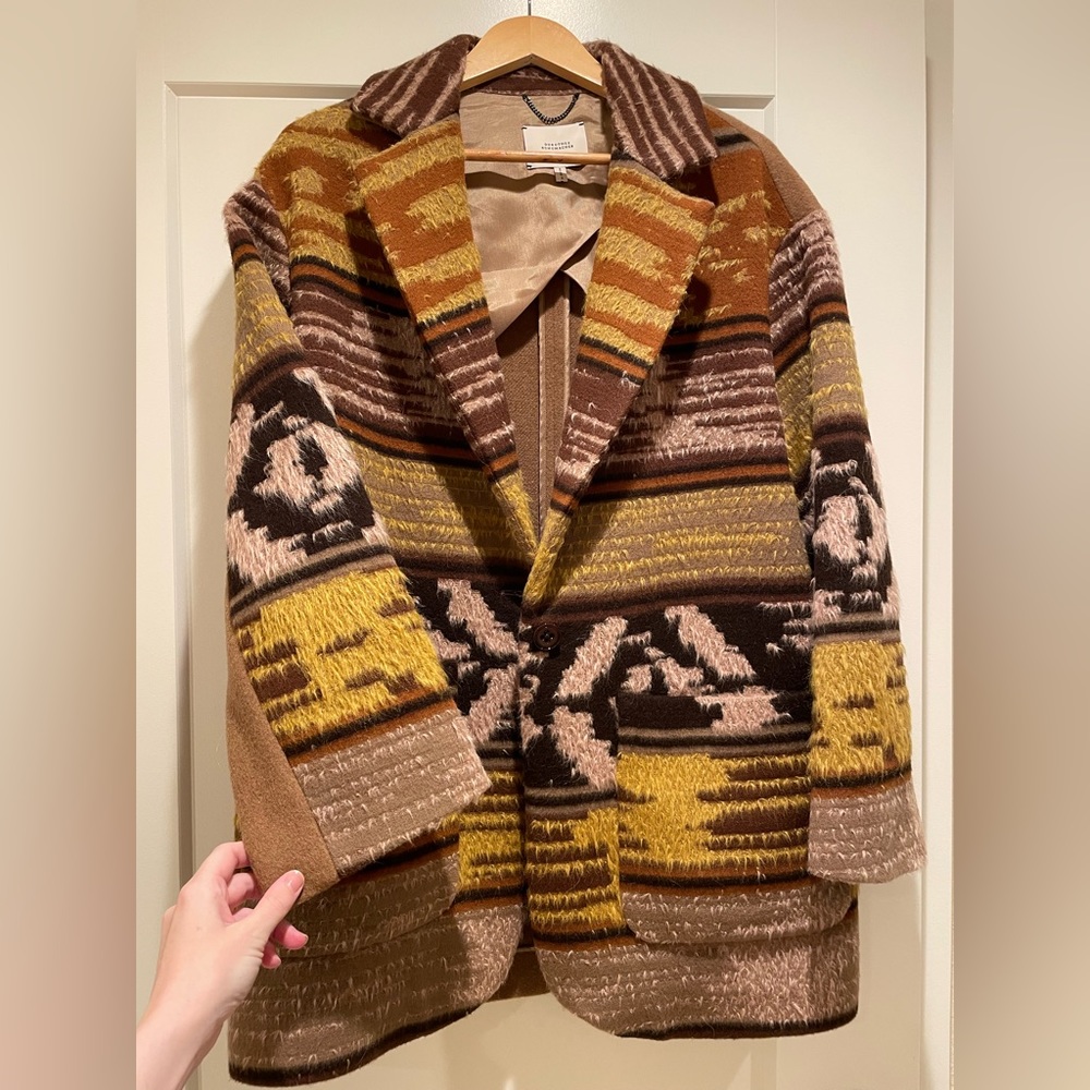 Brown and Yellow Patterned Women's Coat